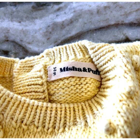 Misha & Puff Pima Cotton Popcorn Knit Sweater, Light Yellow, Toddler Girl 2-3Y - Picture 5 of 5